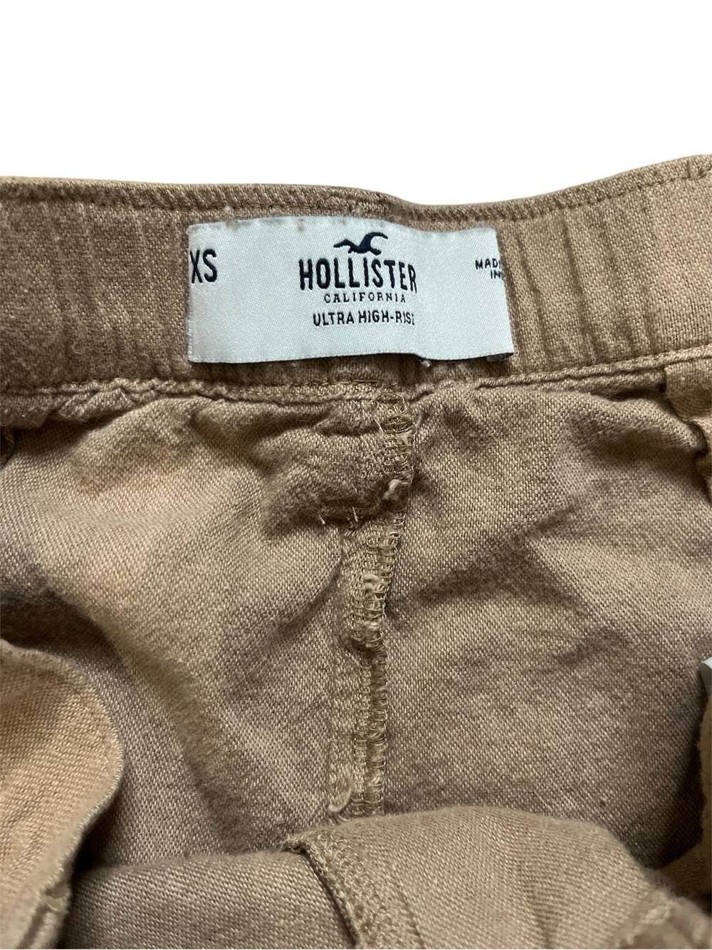Hollister Ultra High-Rise Linen Blend Shorts XS Beige Khaki Casual Summer - Picture 5 of 5